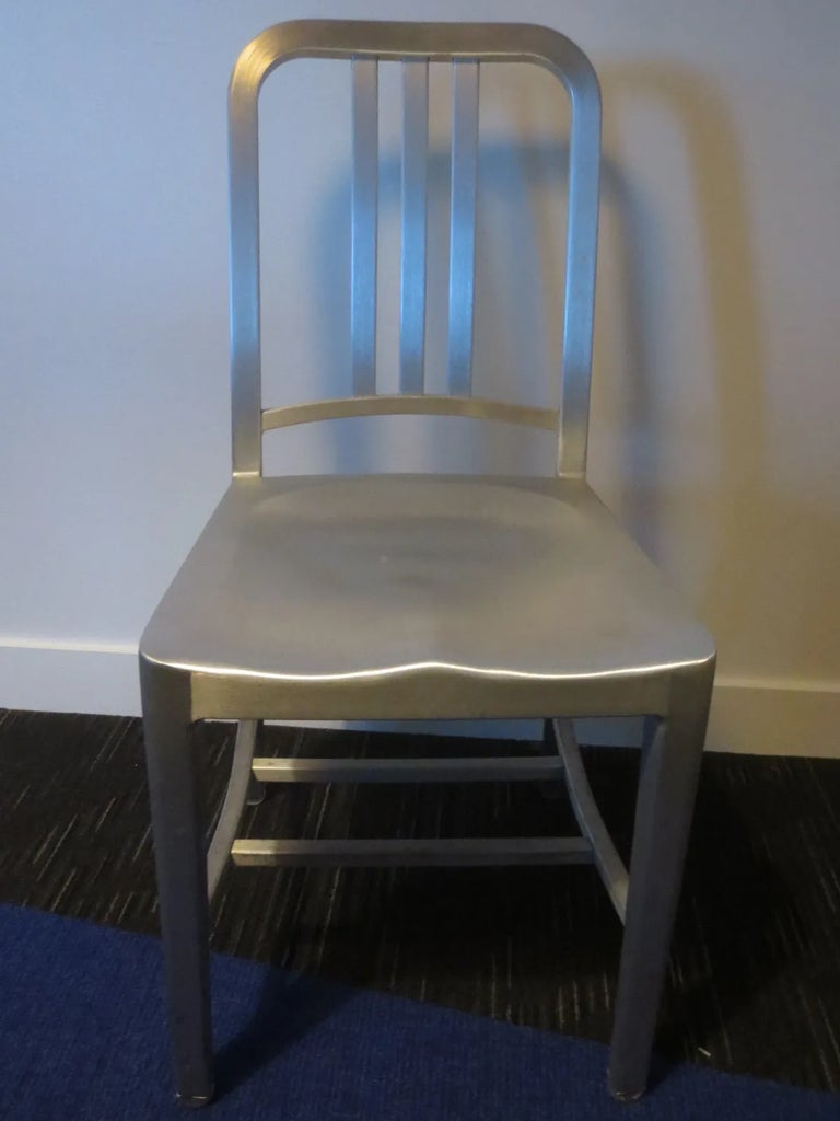 Emeco 1006 Navy Chair in Brushed Aluminum | Chairish