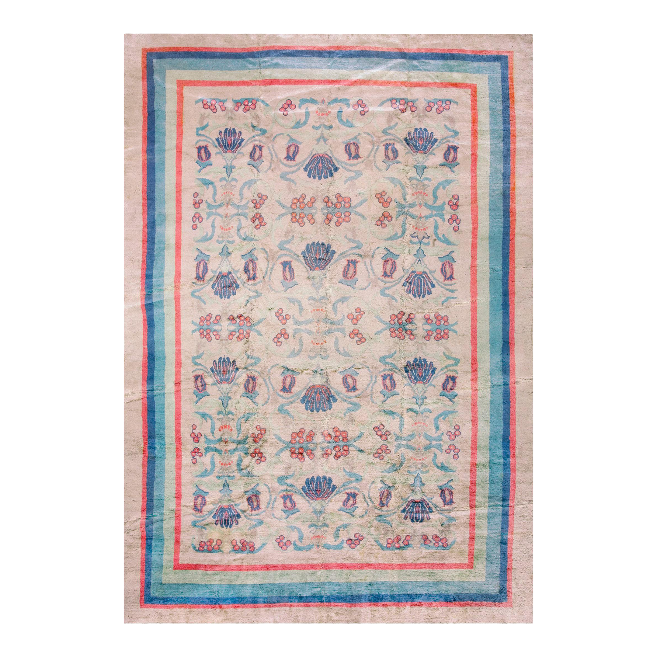 Amazing Pearl White Color Antique Donegal Arts & Crafts Styles Rug by Dun Emer