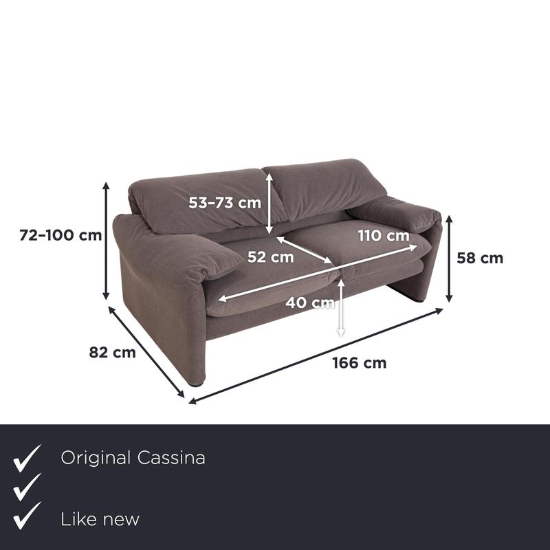 Maralunga 2-Seater Sofa in Grey Fabric from Cassina