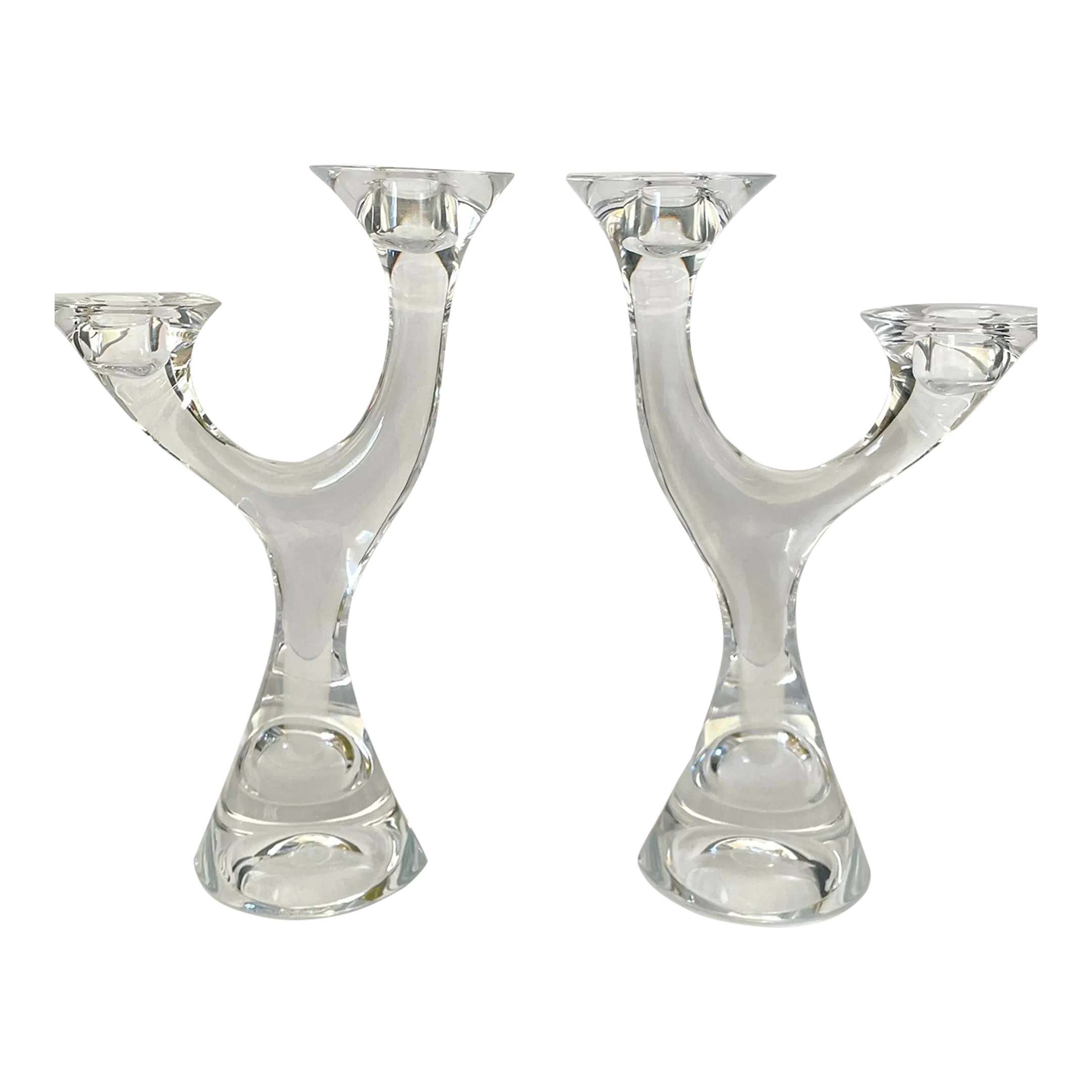 Nachtmann 2-Arm Crystal Candle Stick Holders. Set of 2. Germany 