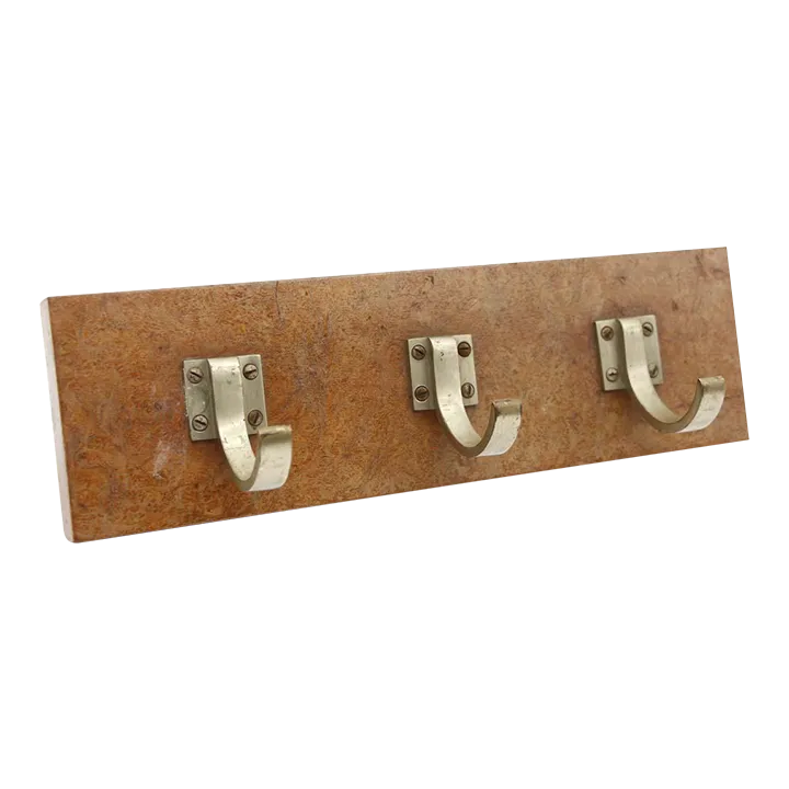 Mid 20th Century European Vintage Aluminum Triple Hook Wall Rack Chairish