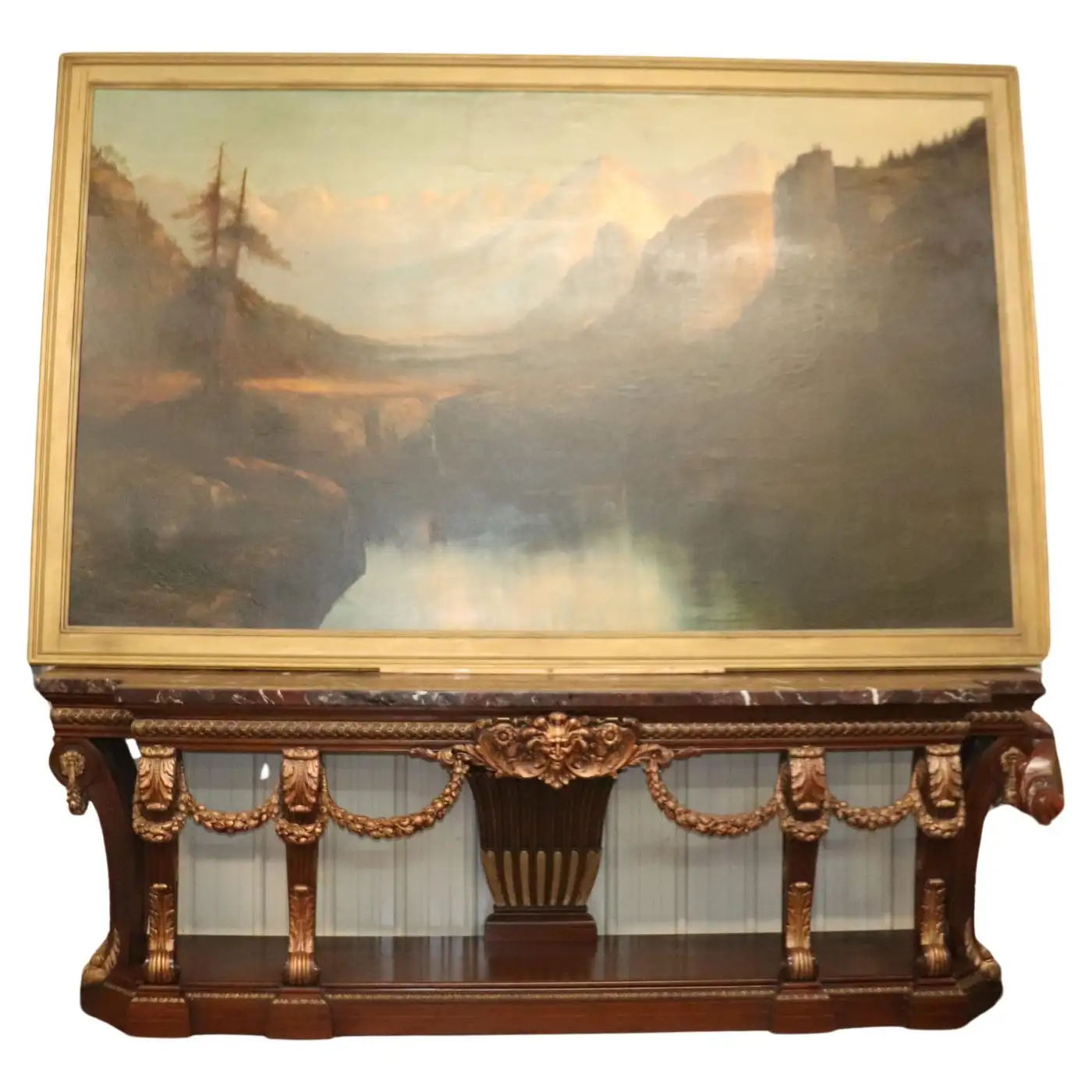 Monumental Signed Henry Arthur Elkins Oil Painting of Colorado Mountain River