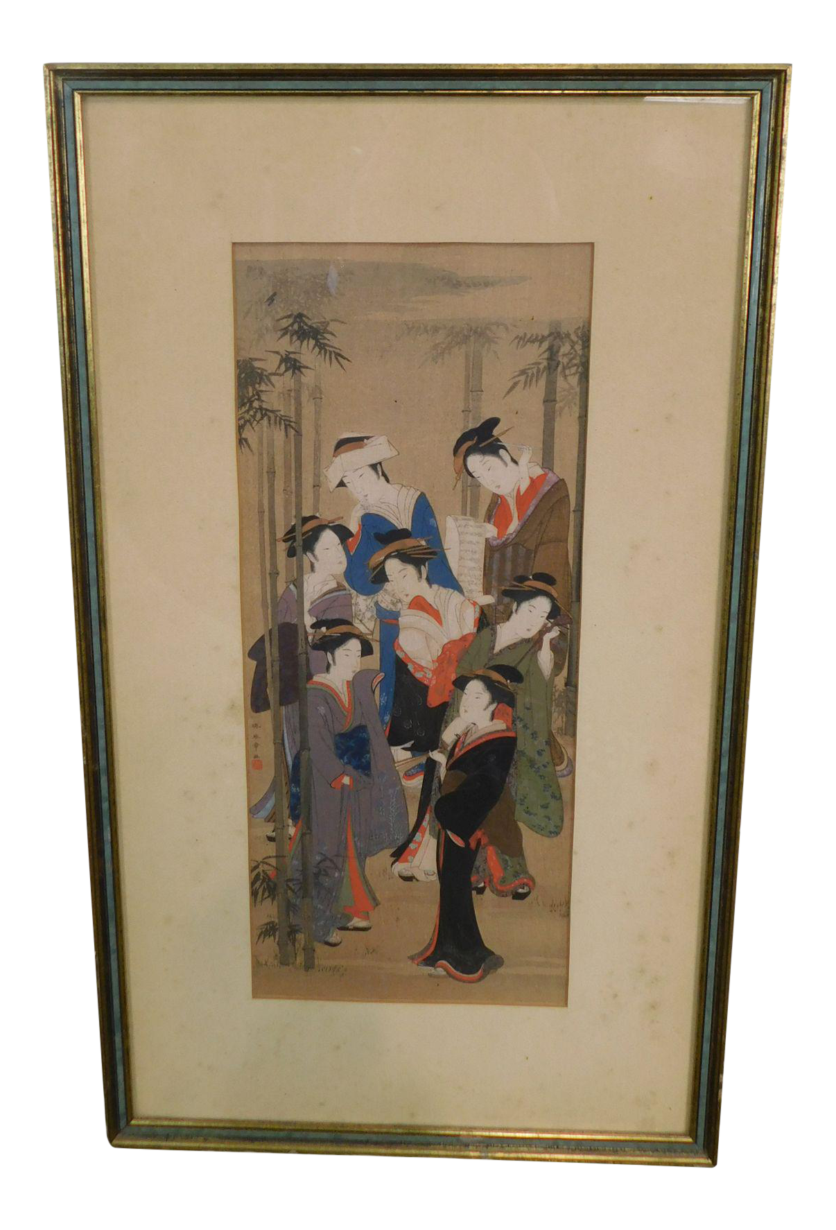 Seven Beauties in a Bamboo Grove After Katsukawa Shunsho Framed Wood