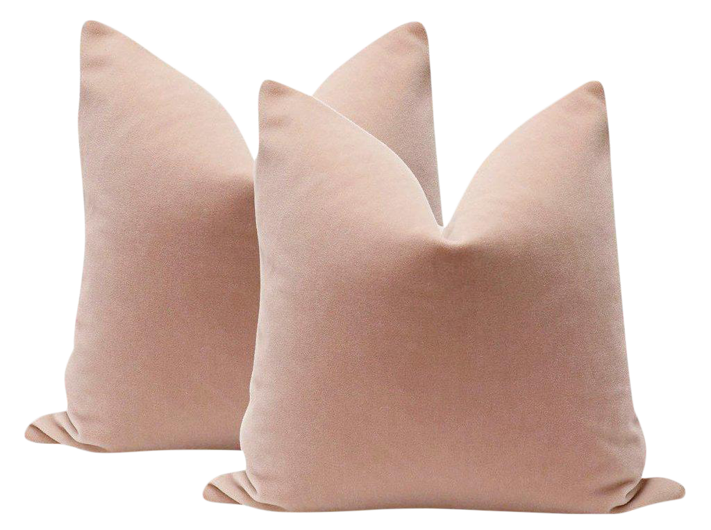 22" Mohair Velvet Pillows in Blush a Pair Chairish