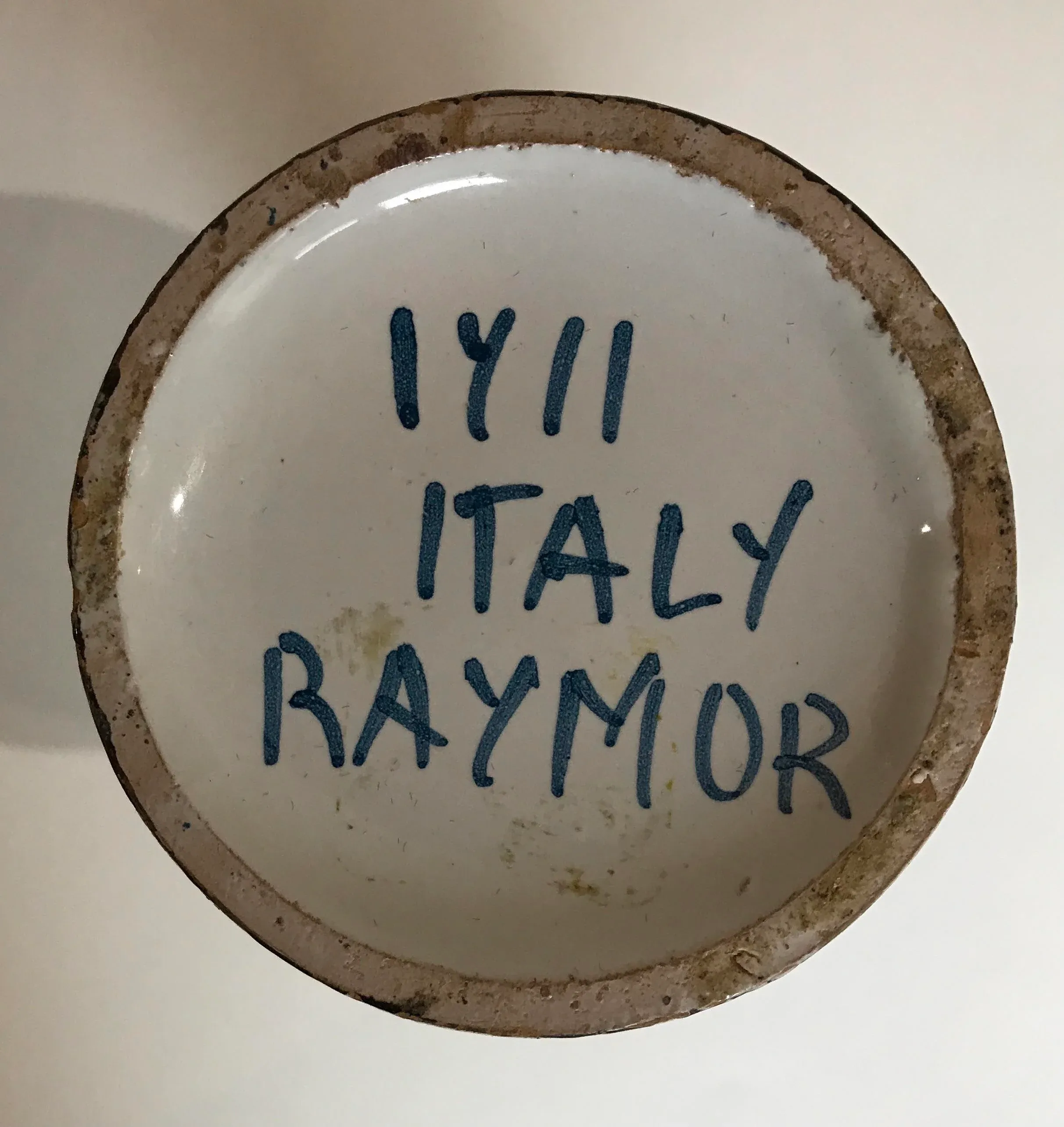 Mid Century Raymor Italy Green Drip Glaze Majolica Vase