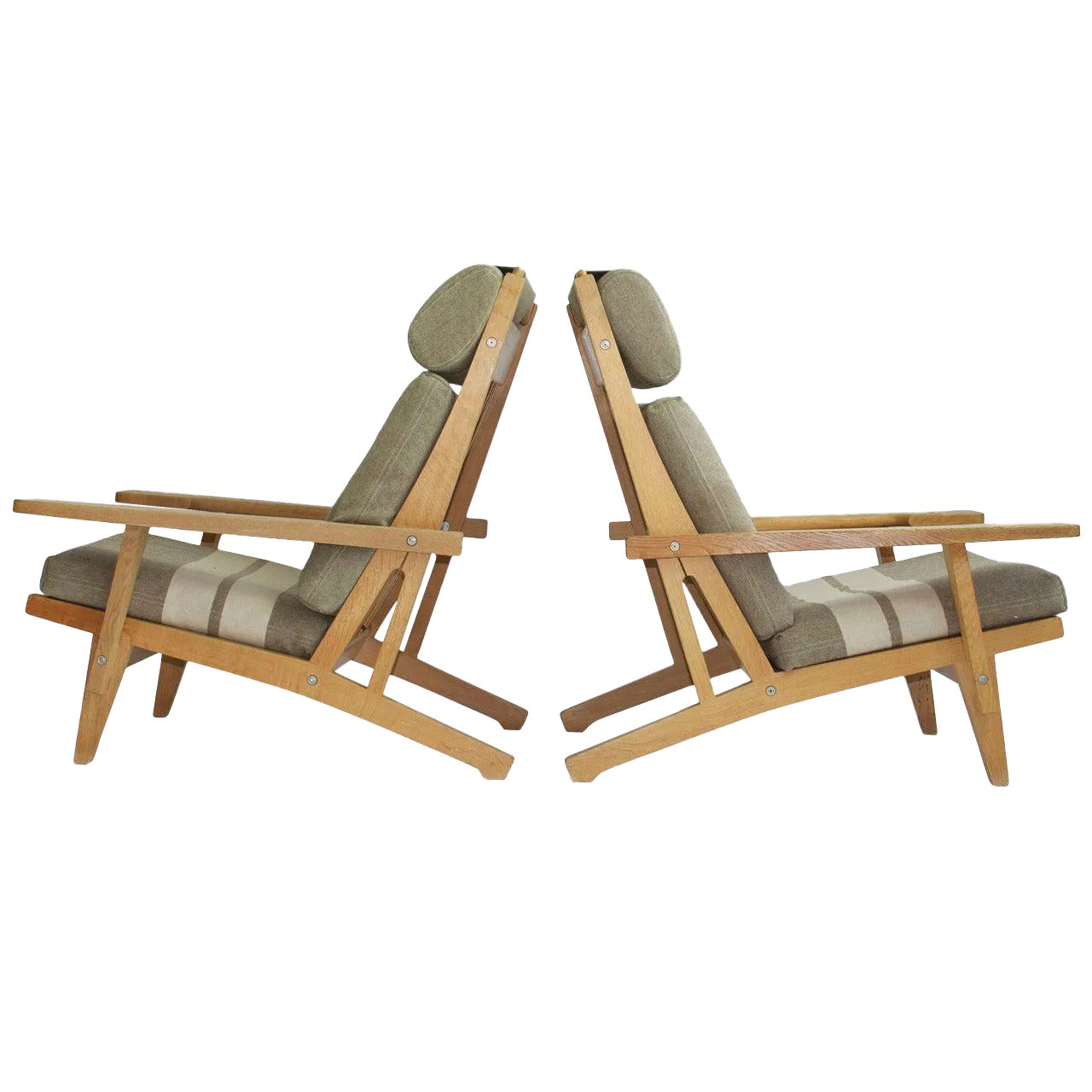 Wide Arm Lounge Chairs by Hans Wegner a Pair Chairish