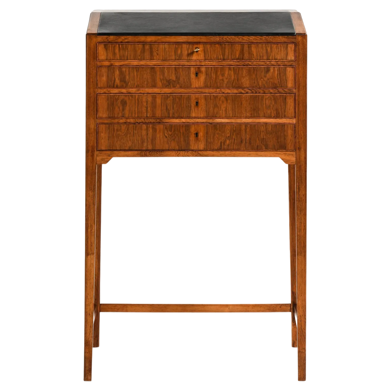 Freestanding Cabinet in Rosewood, Brass and Leather attributed to Frits Henningsen, 1950s