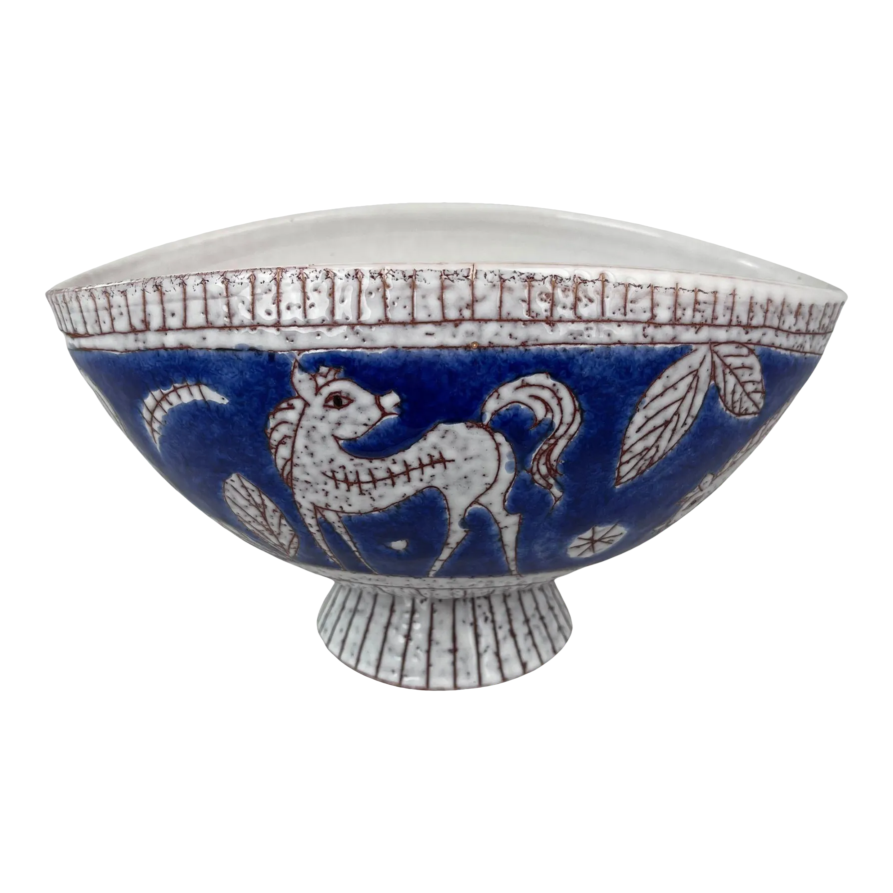 MidCentury Italian Pottery Pedestal Bowl Chairish