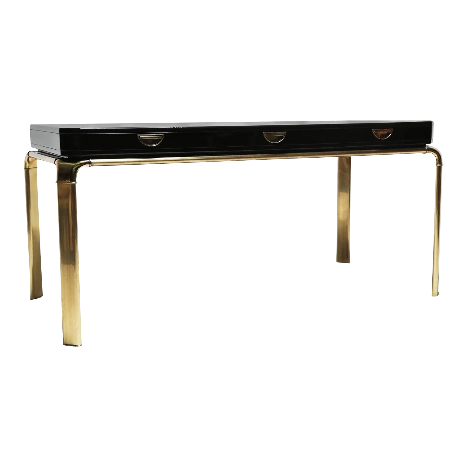 John for Mastercraft Black Lacquered and Brass Desk Chairish