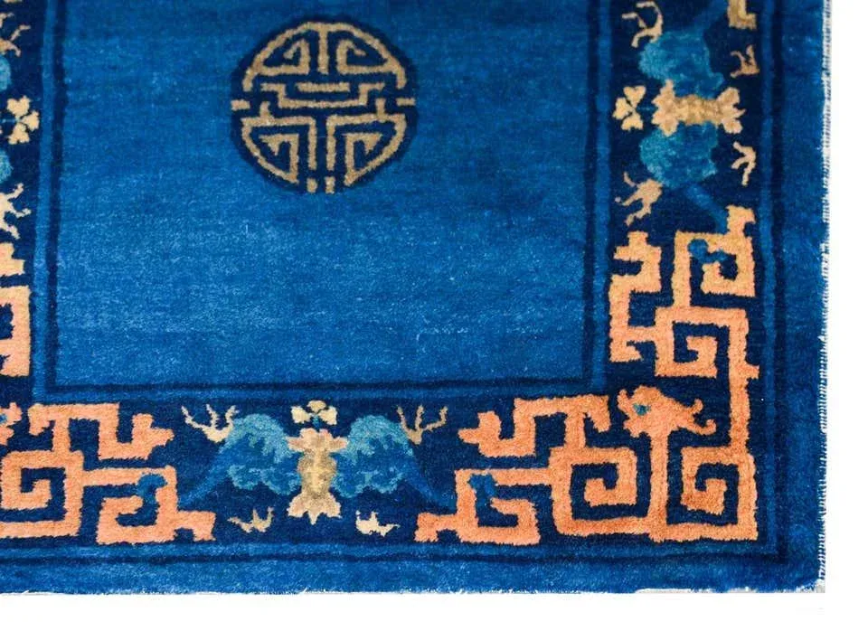 Early 20th Century Chinese Art Deco RunnerSet of Two Vintage RRP Co Roseville Ohio Stoneware Blue Band Crock Bowls