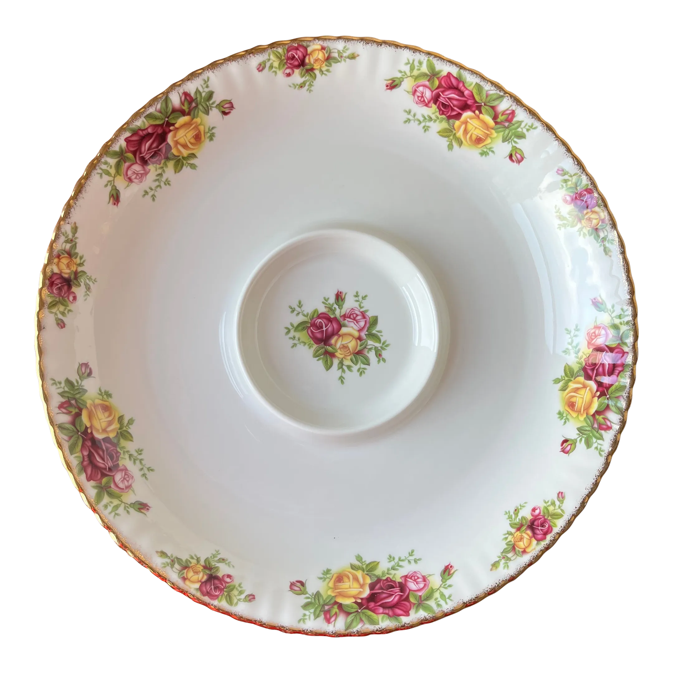 Royal Albert Old Country Roses Chip & Dip Round Serving Bowl 