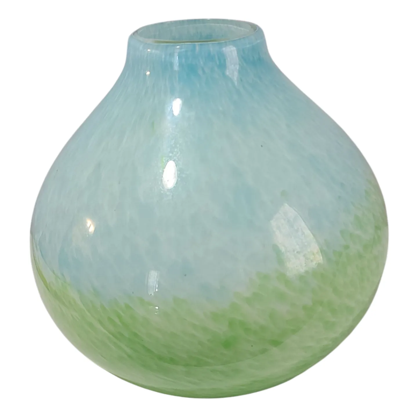 Late 20th Century Italian Hand-Blown Art Glass Blue & Green Vase