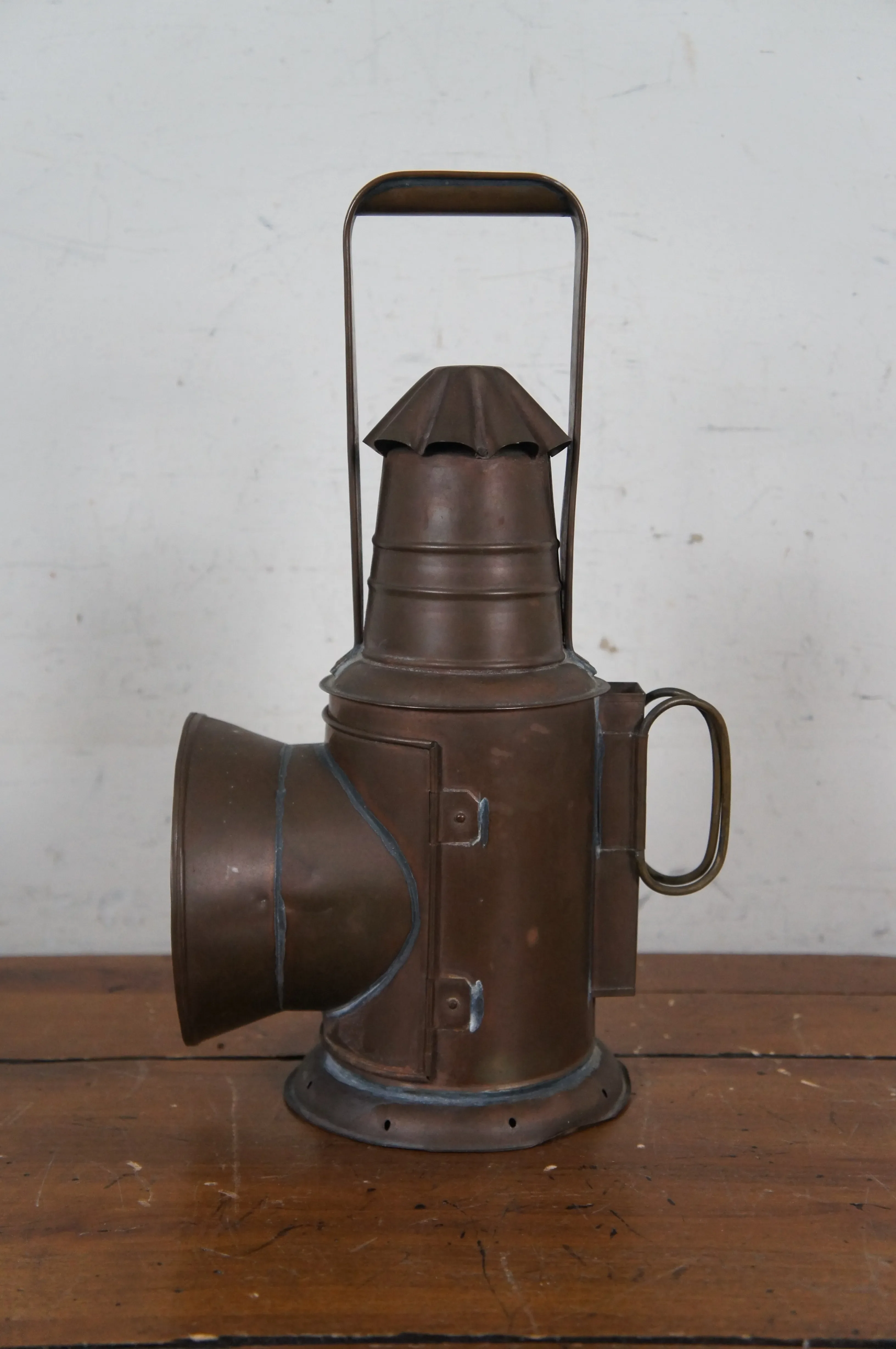 Antique Japanese Copper Bullseye Railway Boat Lantern Police