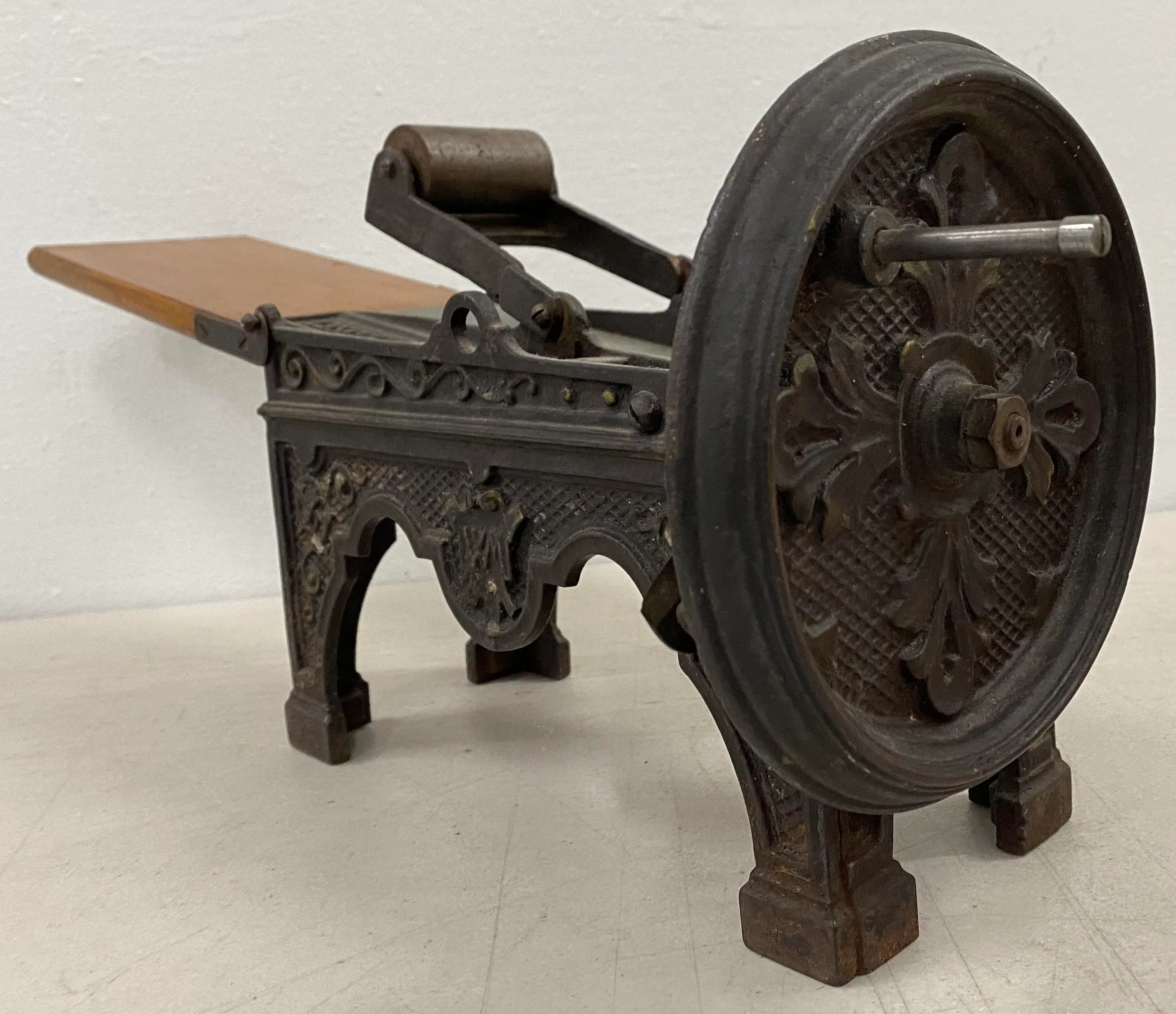 19th Century Cast Iron & Maple Tobacco Cutter / Shredder