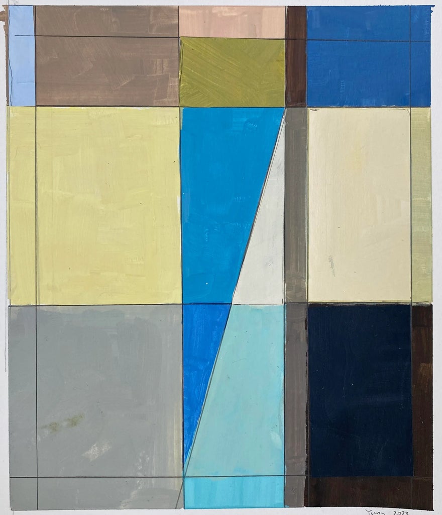 Bryan Young Original Lake Series, Collage on Paper | Chairish