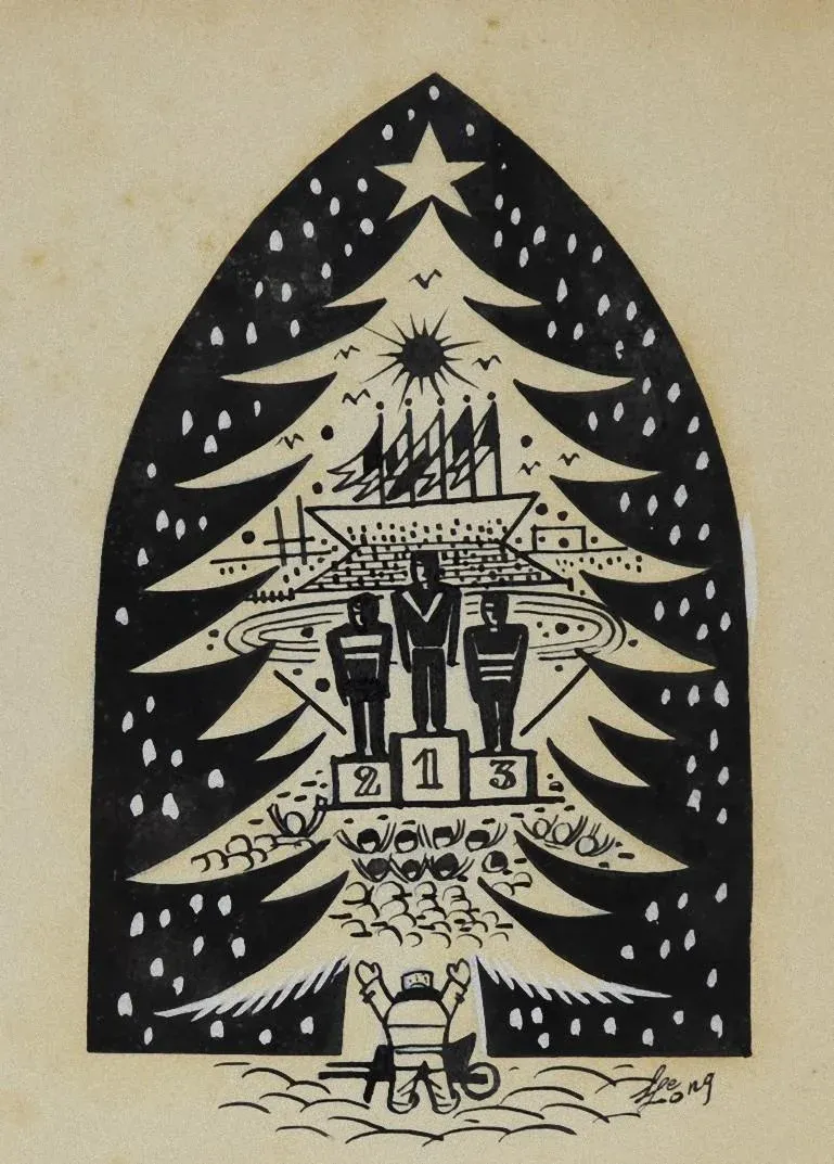 Herta Hausmann, Champions, Mixed Media Drawing, Mid-20th-Century