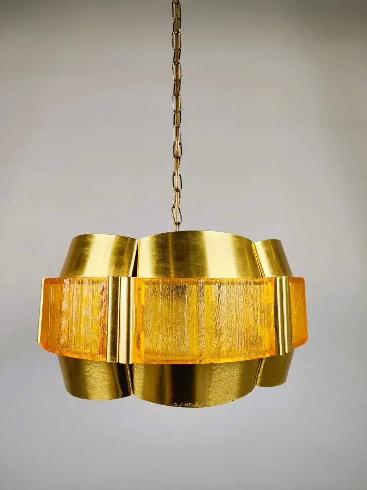 Vintage Brass Pendant by Werner Schou for Coronell Elektro, Denmark, 1960s