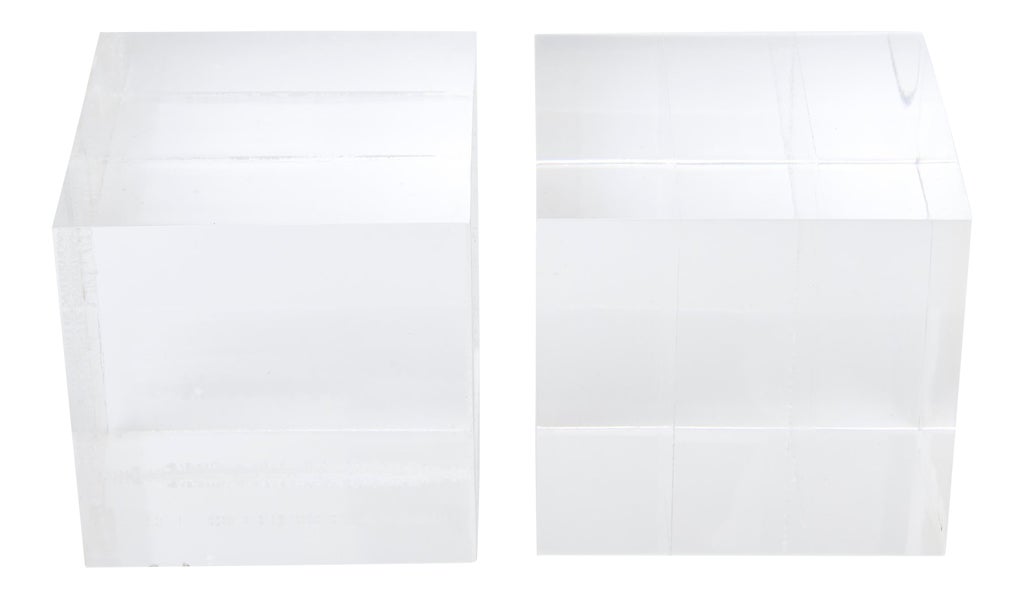 Lucite Square Cube Bookends or Small Pedestals Pair of Vintage | Chairish