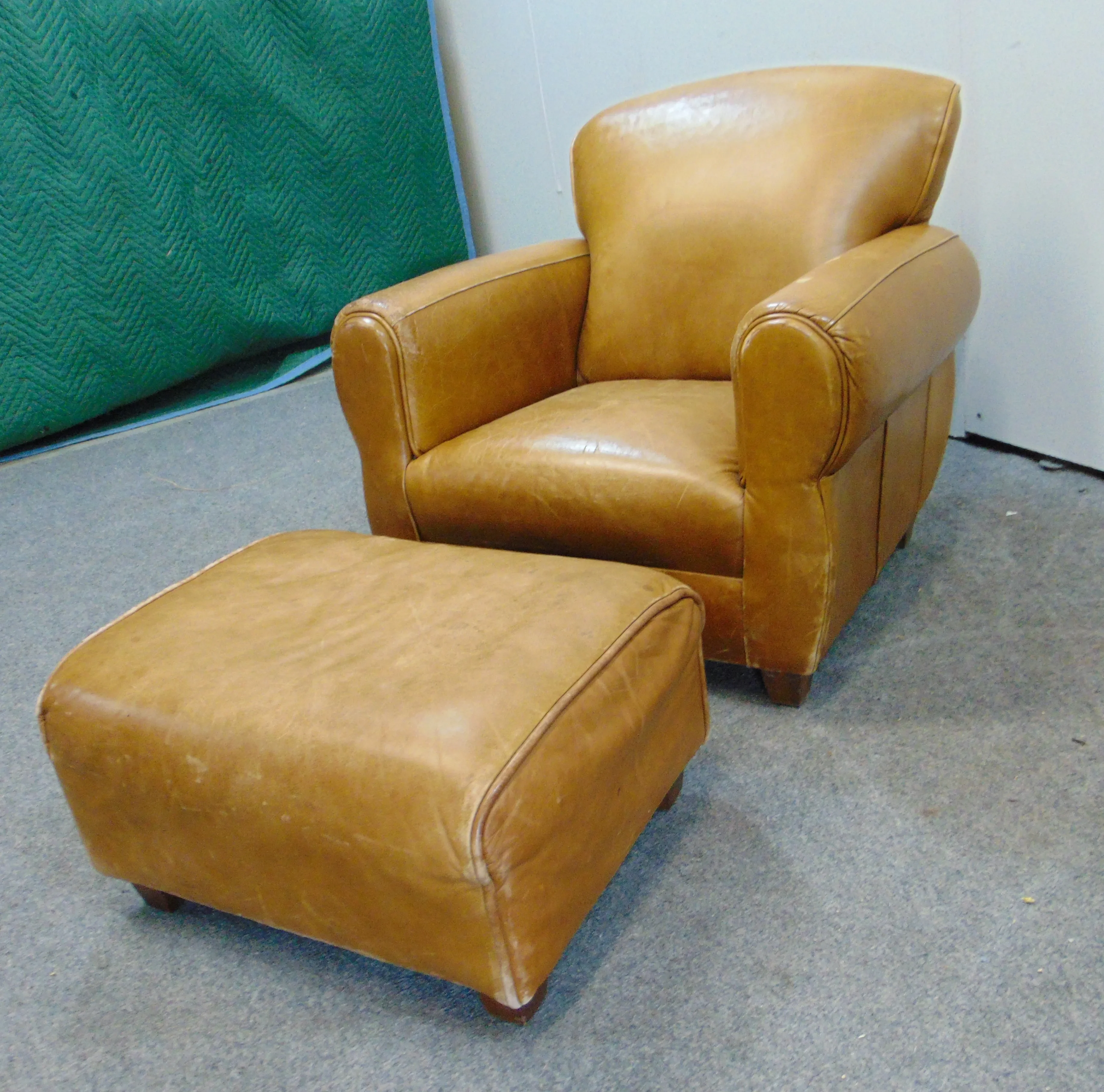 French Child's Leather Club Chair Ottoman Chairish