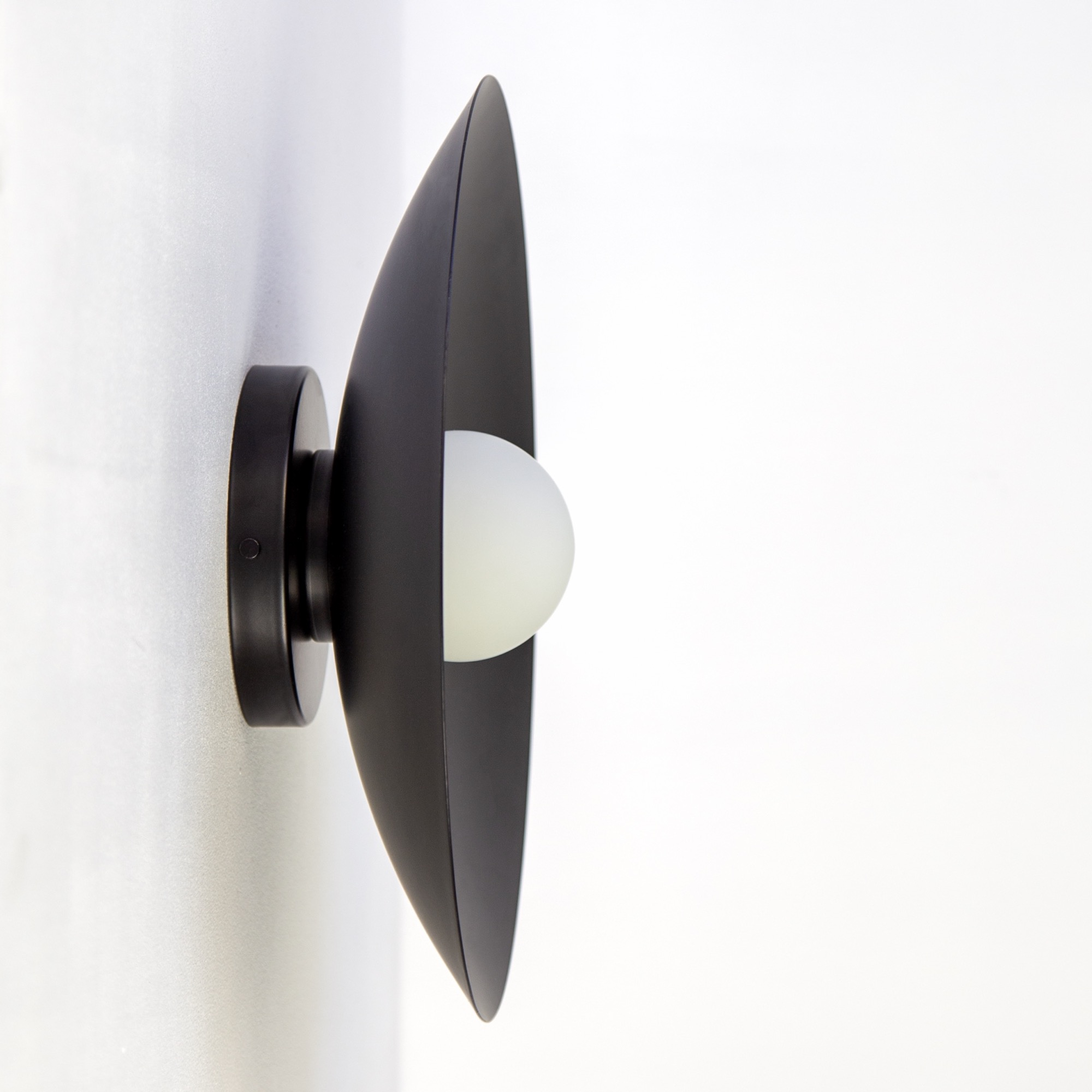 Dome Sconce, Black, 3in Glass Globe, Modern Led Wall Light, by Research.Lighting