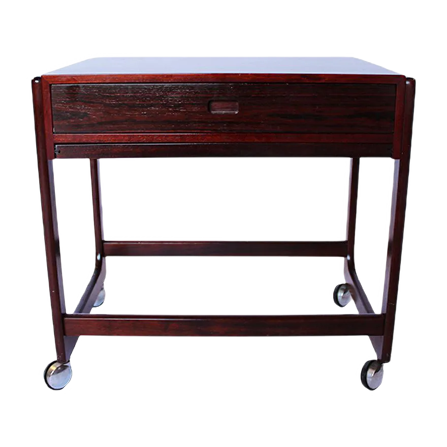 Small Work Table in Rosewood with Wheels from Gelsted, 1960s