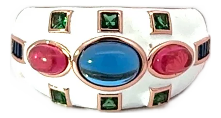 Sterling Silver Bold Colorful Chunky Designer Ring for Women- Size 6