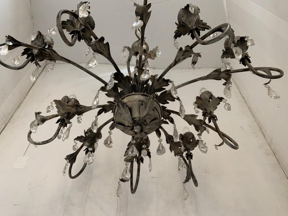 Florentine Art Brown and Gold Handmade Brushed Metal 10 Light Wrought Iron Chandelier from Simoeng, Italy