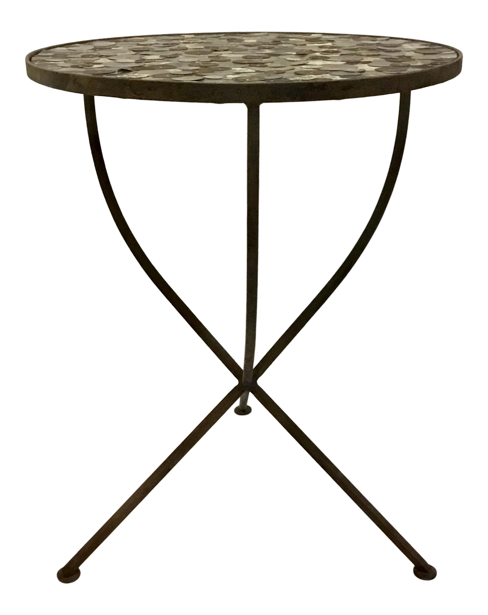 Arteriors Industrial Modern Round Iron Side Table With Multi Mini Discs | Chairish
