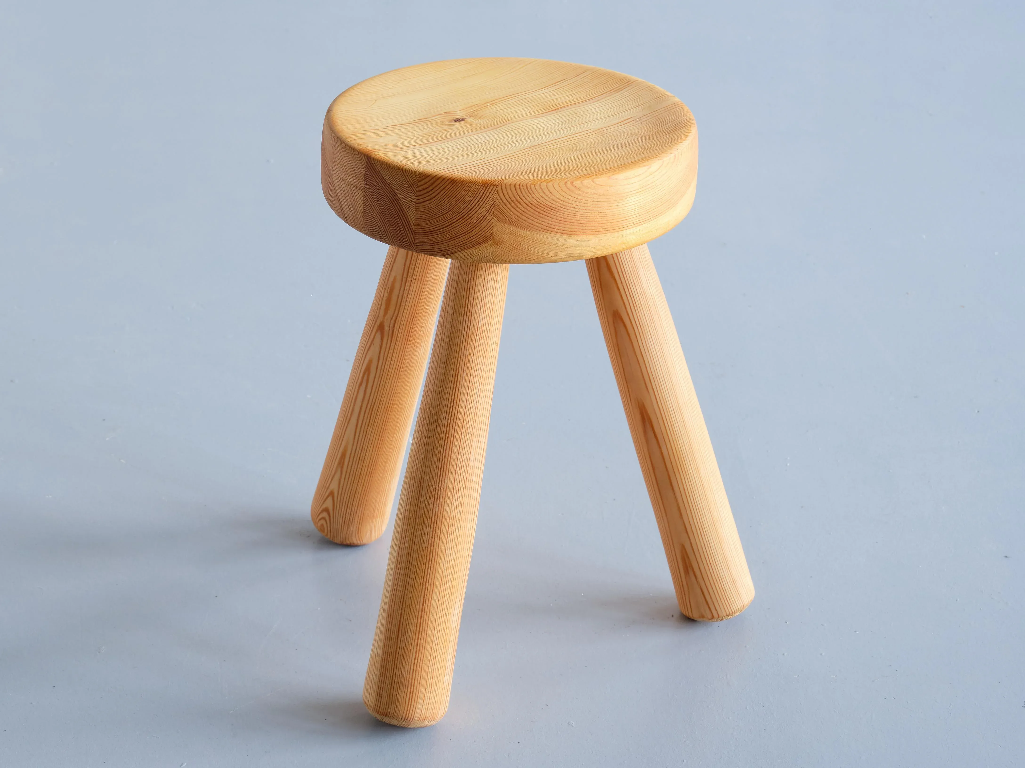 Swedish Three Legged Stool in Solid Pine by Ingvar Hildingsson