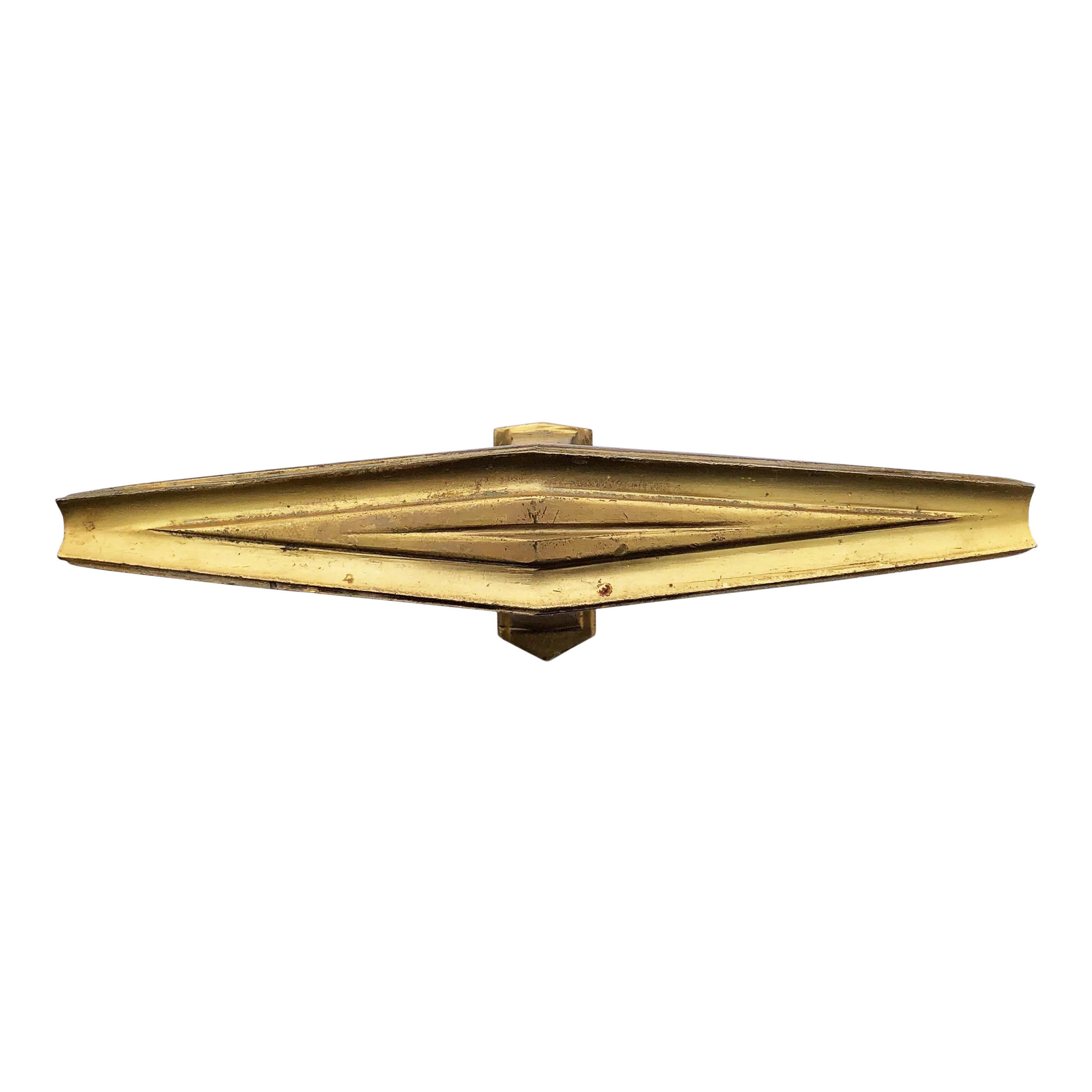 Antique Streamline Art Deco Diamond Shape Brass Drawer Pull Knob