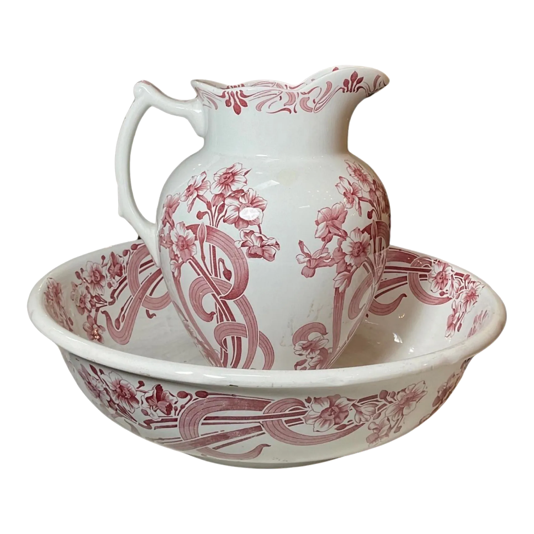 English Antique Porcelain Bowl and Pitcher Chairish