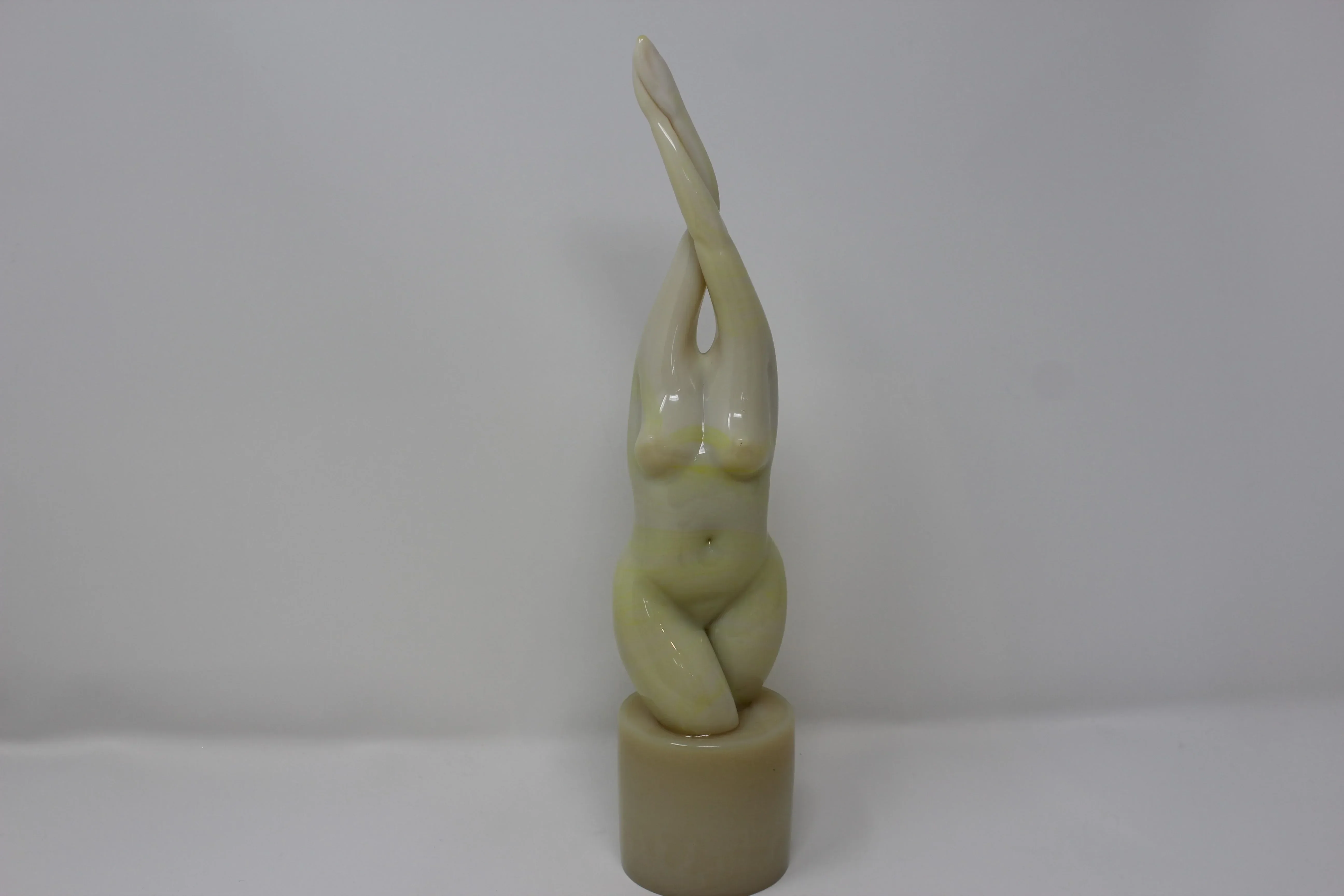 Rolling Steel And Wooden Cart 36”x12x16Donna Sculpture From Murano