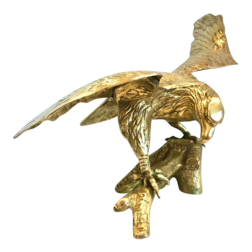 Cast Brass Eagle on a Branch Sculpture Chairish