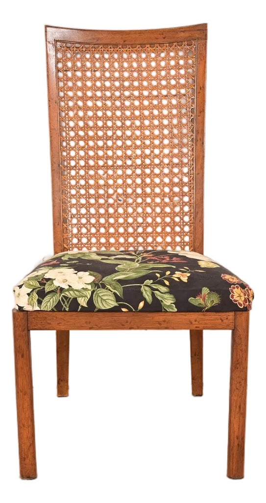 Drexel Heritage Mid-Century Modern Walnut and Cane High Back Side