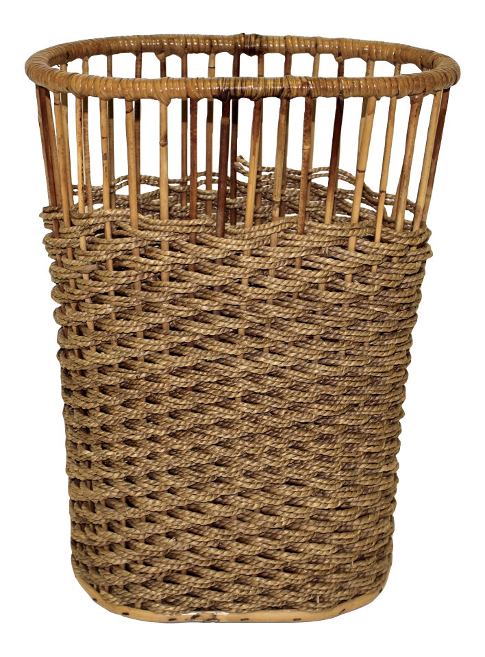 Rattan Waste Paper Basket Chairish