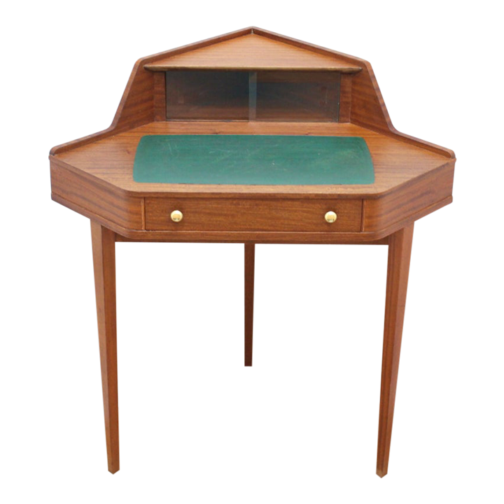 1950s Mid Century Small Corner Desk by Golden Key Furniture | Chairish