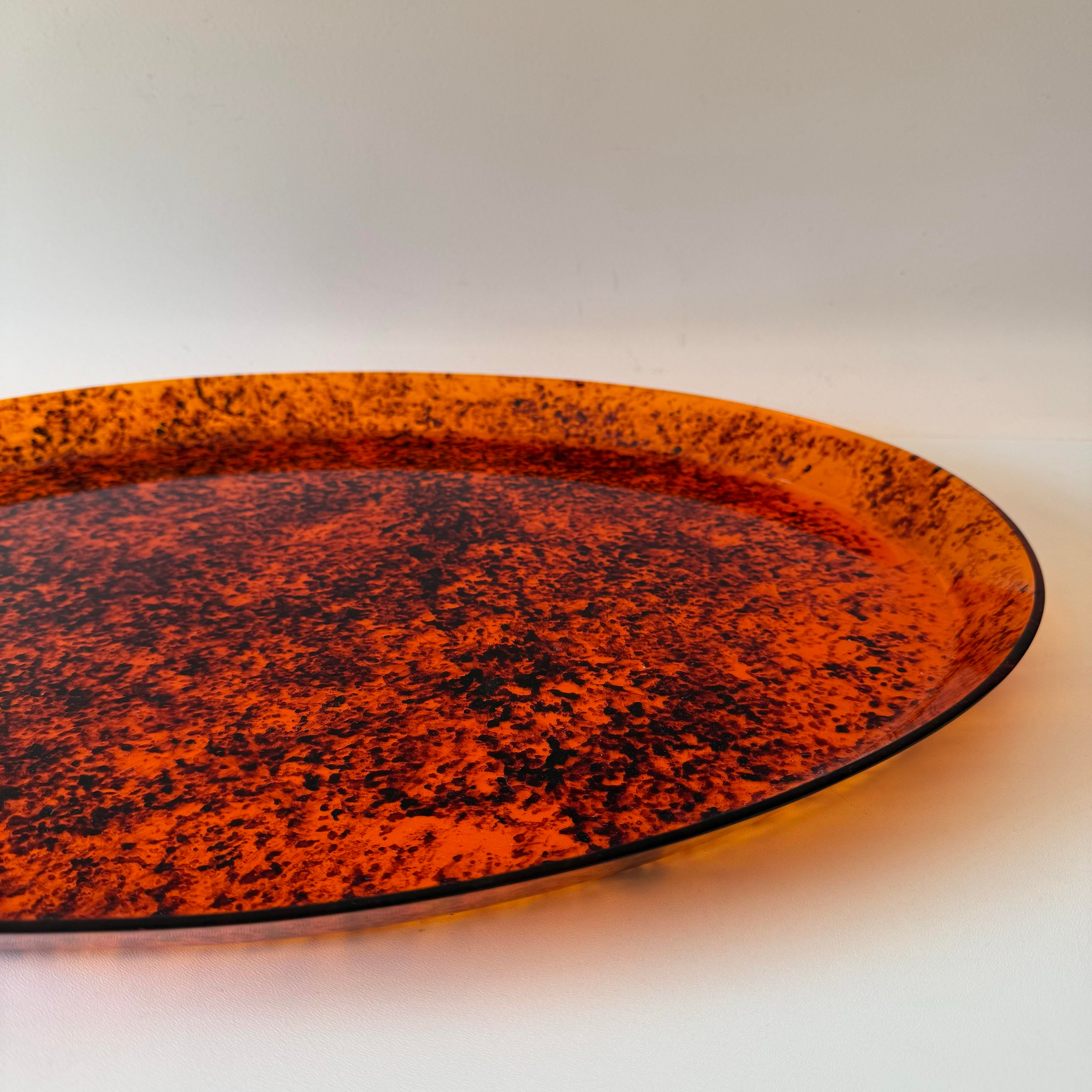 1970s Vintage Large Tortoiseshell Acrylic Oval Tray, Mid-Century