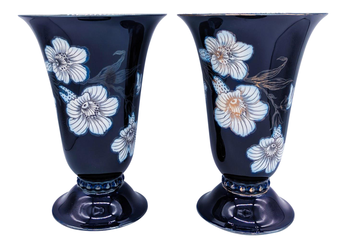 Early 20th Century Hutschenreuther Cobalt Blue Urn Vases A Pair Chairish