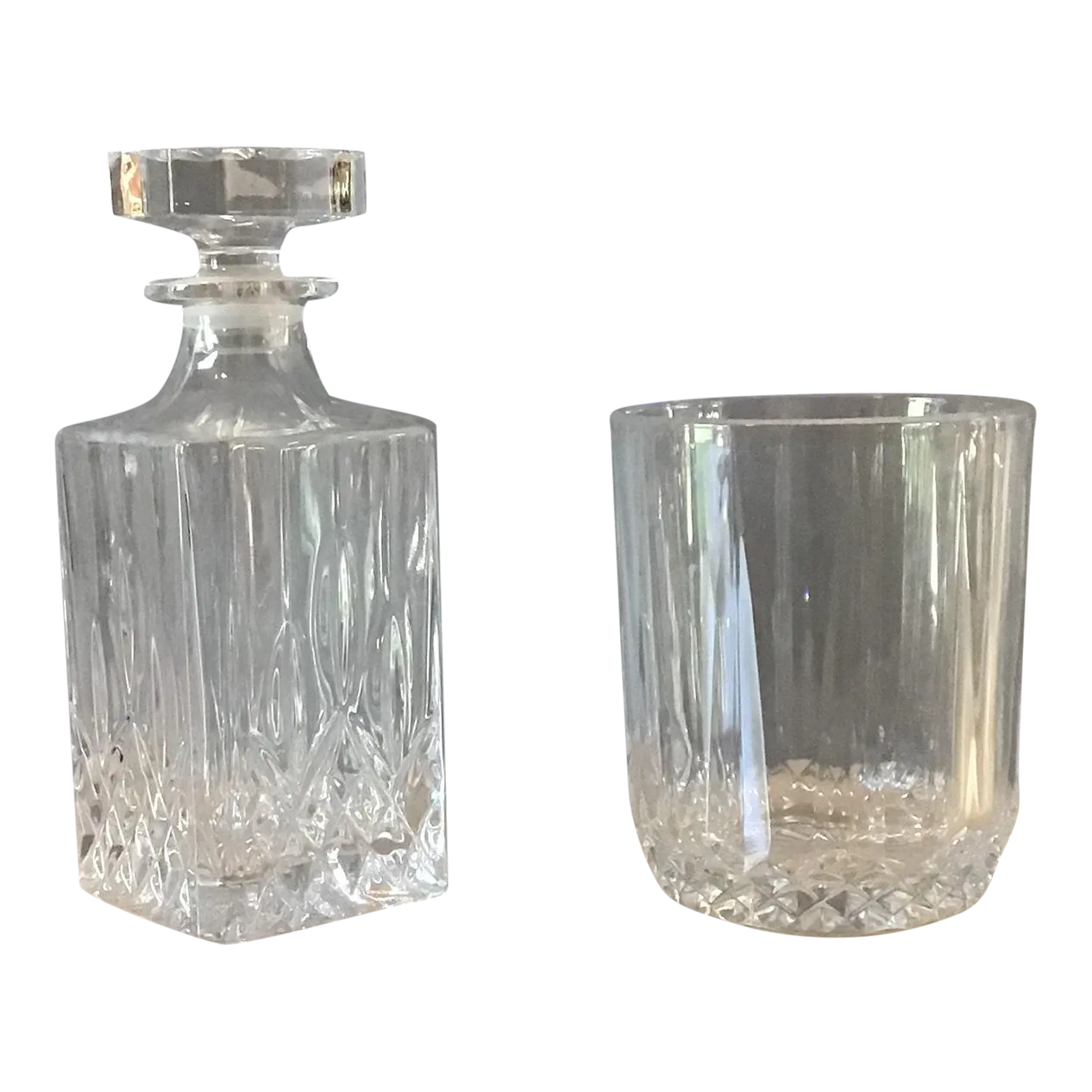 Vintage Crystal Glass Liquor Decanter Set 2 Pieces Chairish