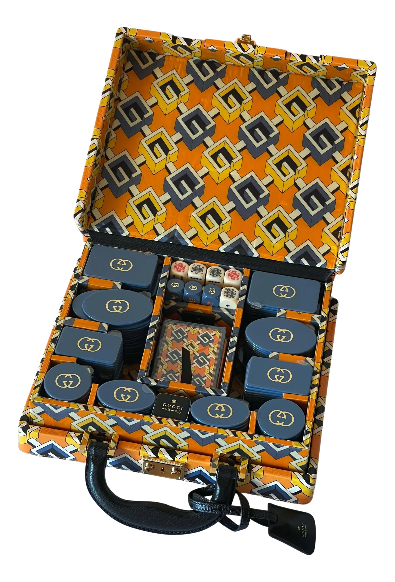 GUCCI Geometric G Briefcase Poker Card Game Set | Chairish