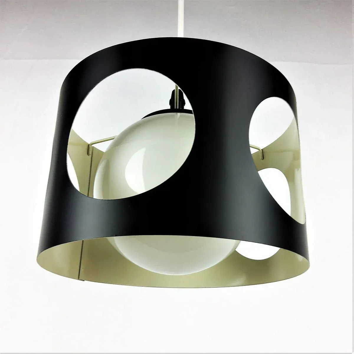 Large Vintage Black Pendant Lamp, 1960s