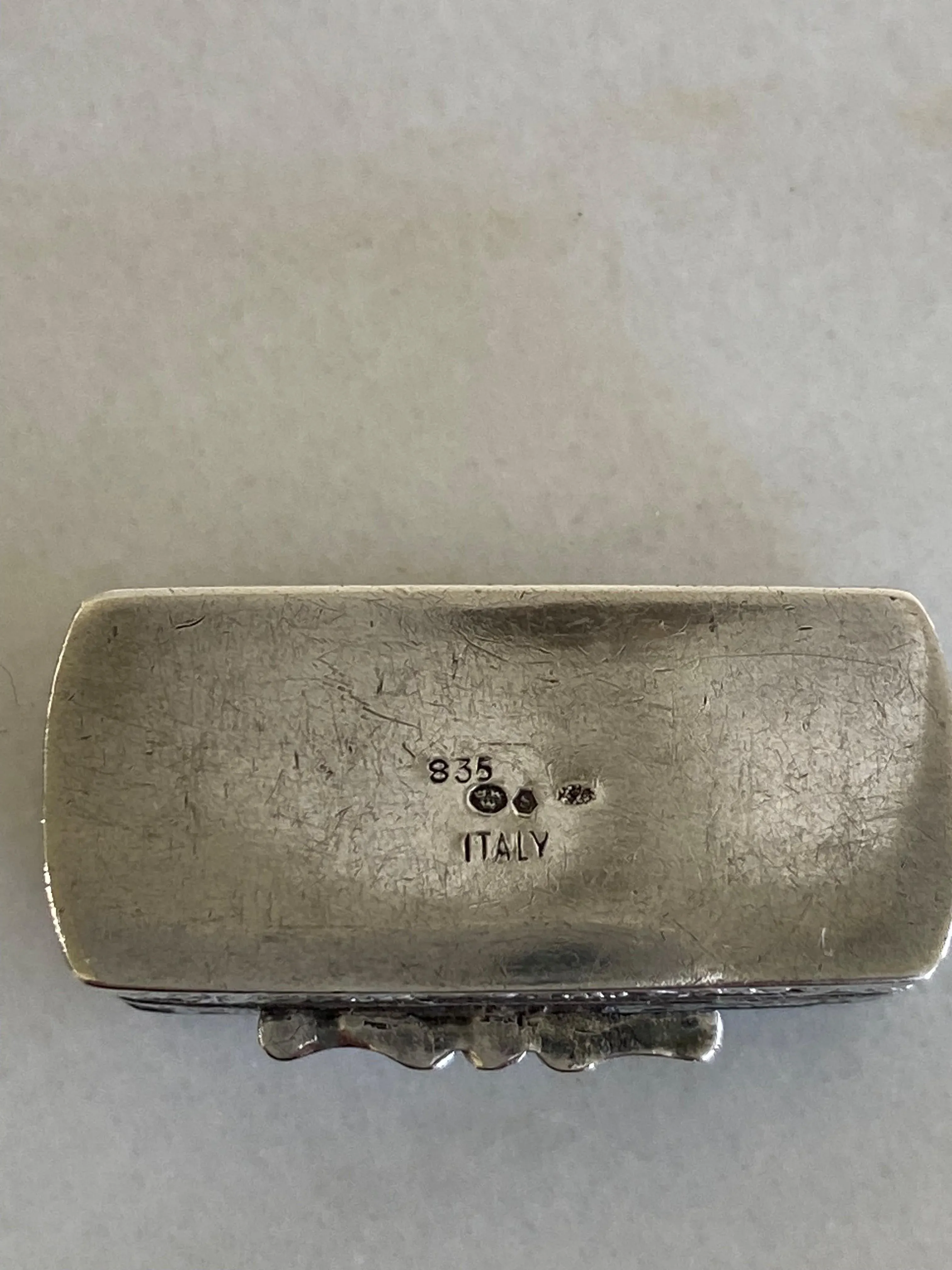 Vintage Italian Sterling Silver Pill Box | Chairish