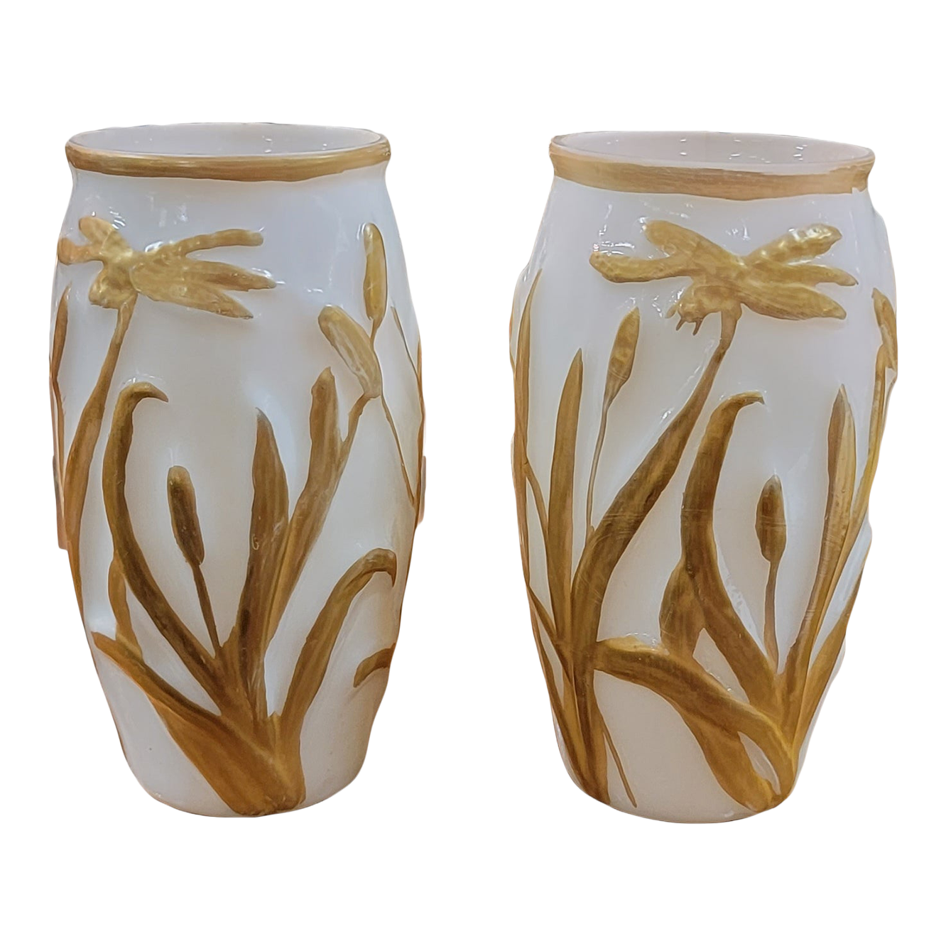 Mid Century Modern Small Phoenix Consolidated Art Glass Vases a Pair