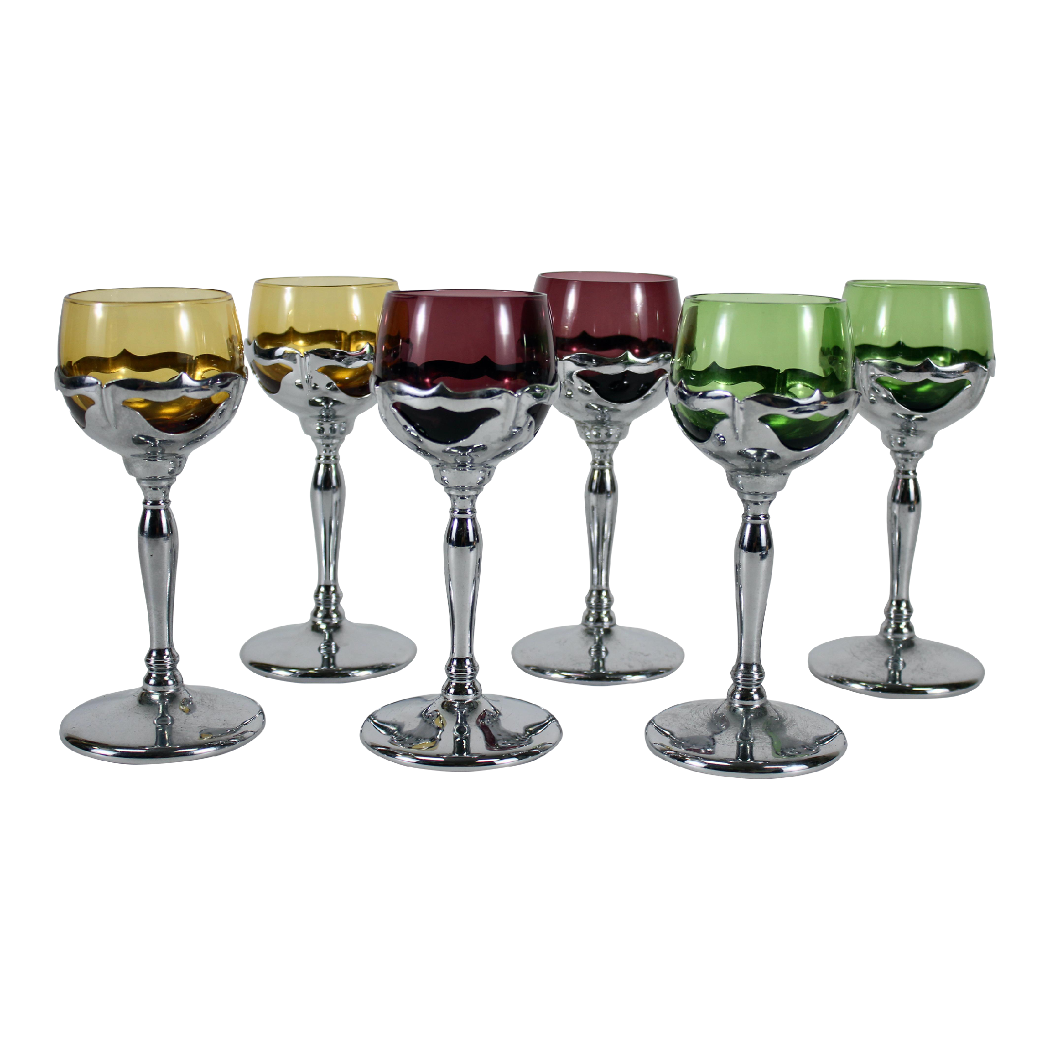 Vintage Farber Brothers Krome Kraft Liquor Cocktail Glasses, Set of 6