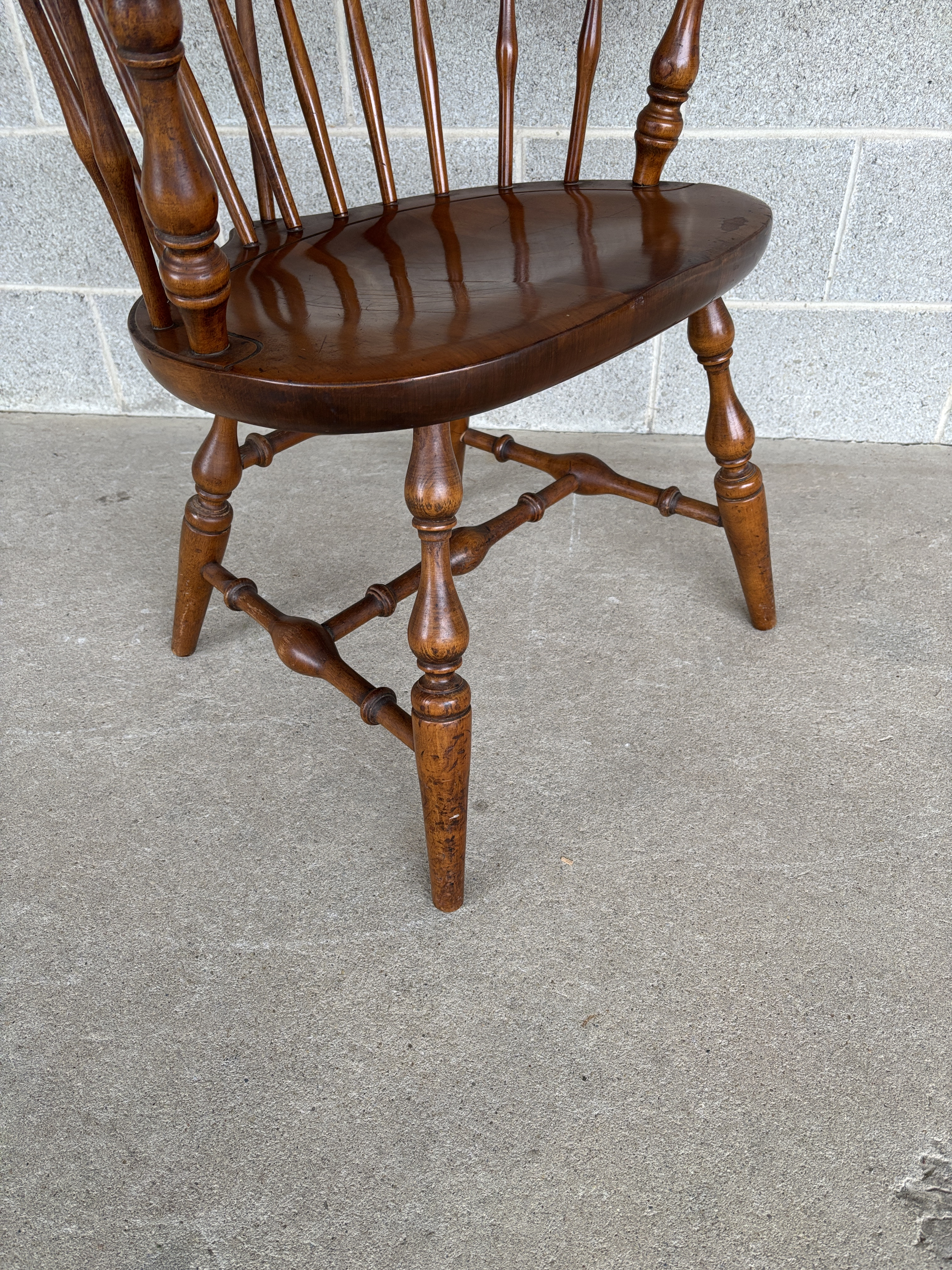 Nichols & Stone Old Pine Finish Maple Brace Back Arm Chair