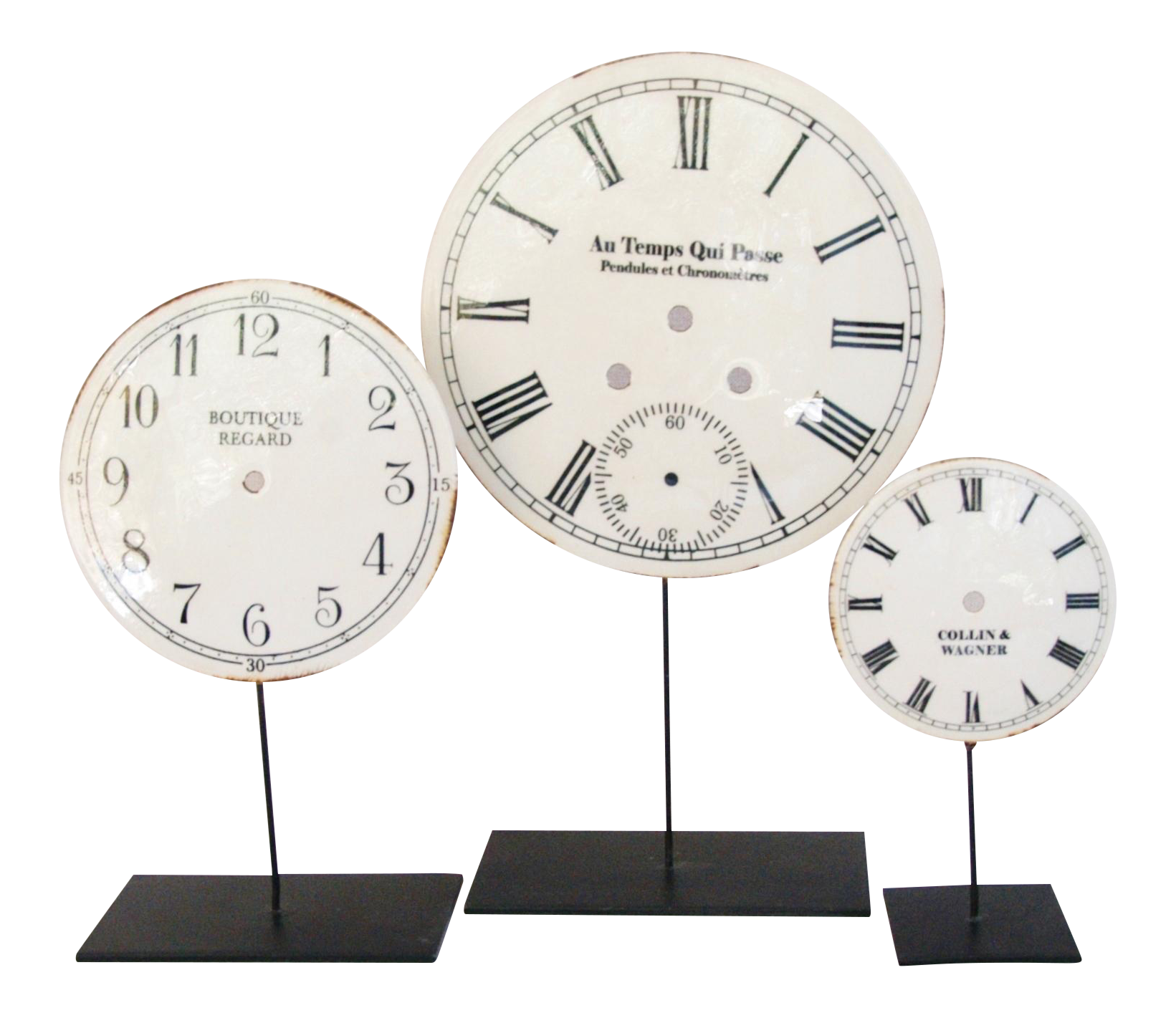 Porcelain & Metal Clock Faces on Stands Set of 3 Chairish