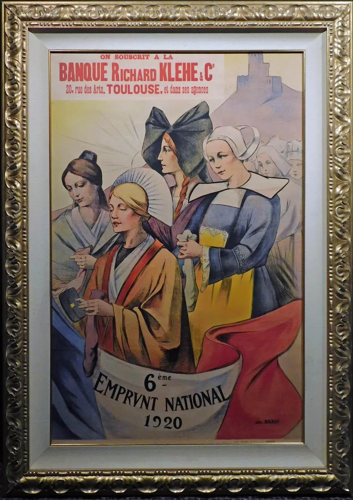Original Vintage French Poster Emprvnt National 1920 Custom Framed