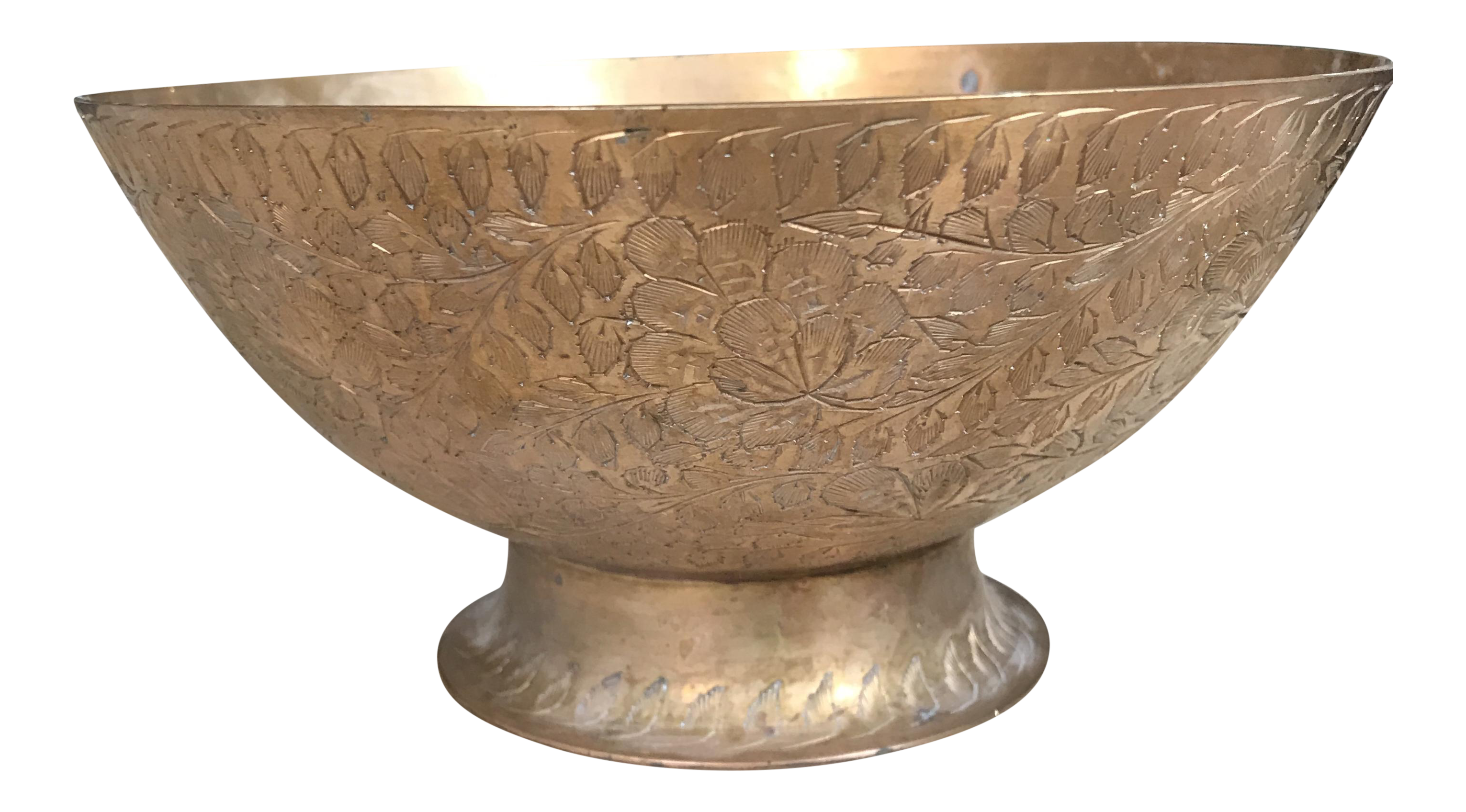 Vintage Indian Etched Brass Bowl Chairish