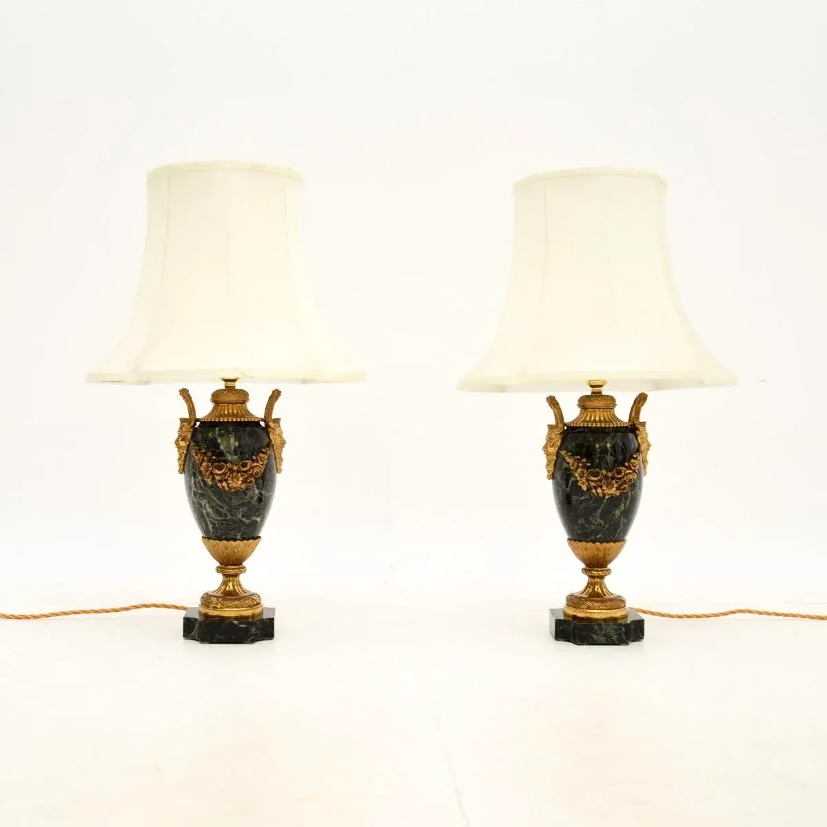 coyseio outerwearAntique French Marble and Gilt Bronze Lamps, 1890s, Set of 2