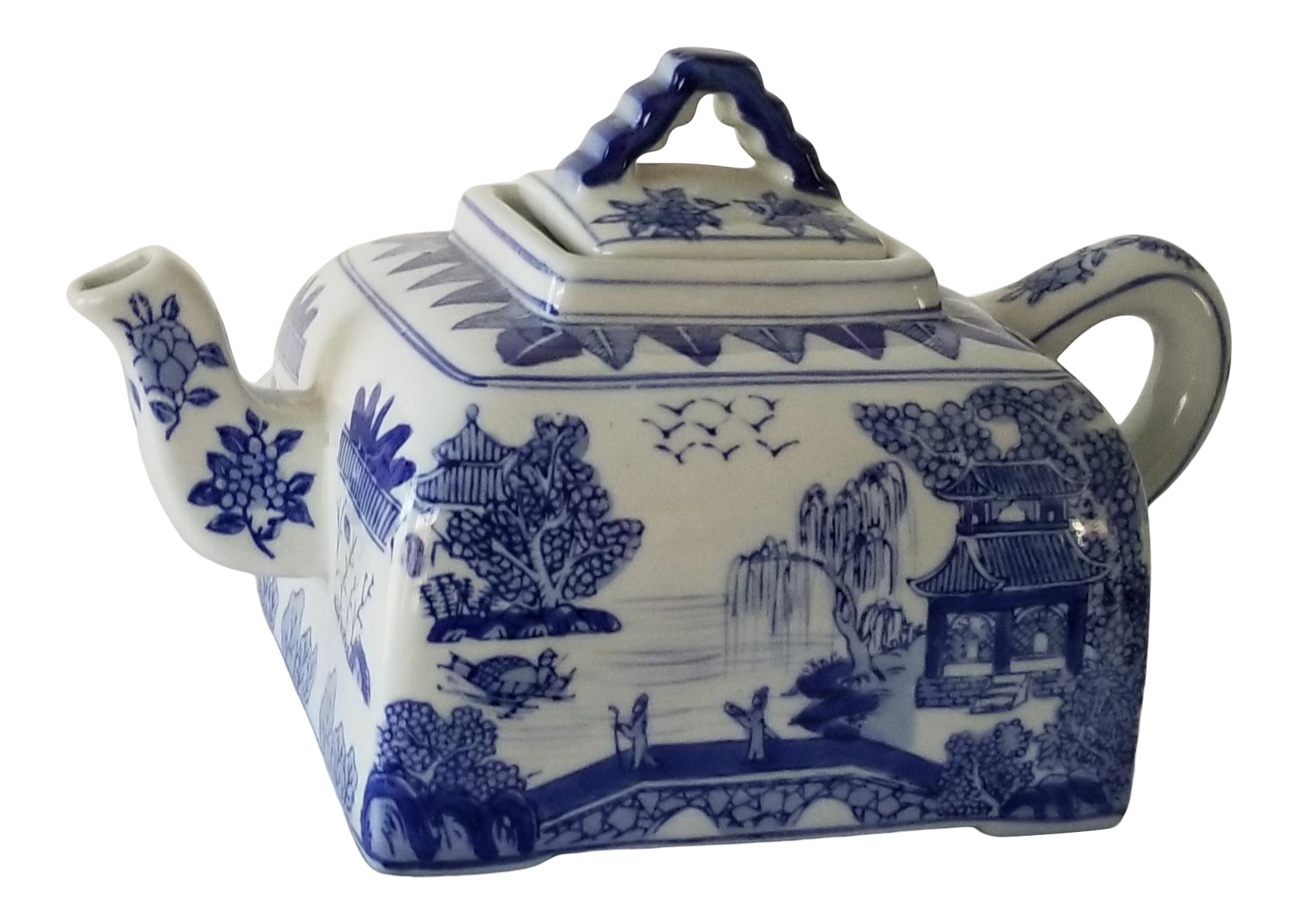 Vintage Andrea by Sadek Blue & White Porcelain Tea Pot Chairish
